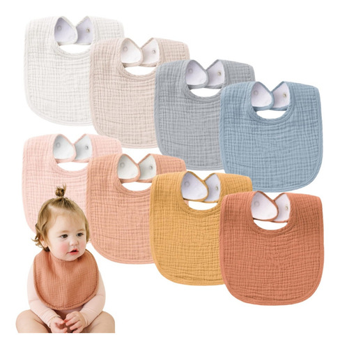 Baberos Suaves Y Absorbentes Para Bebés De 8 Piezas