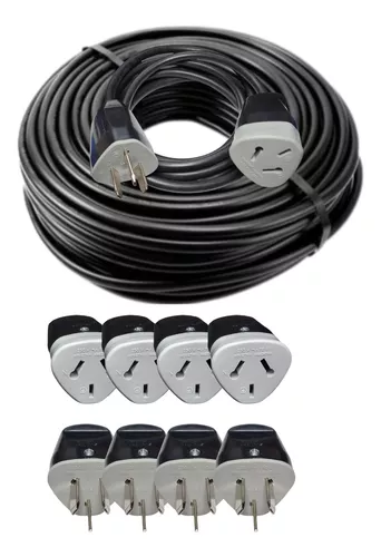 Alargue Prolongador 10 Metros Cable 3x1 C/ Ficha Tipo Richi