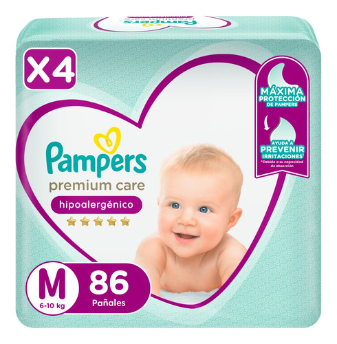 4 Paquetes De Pañales Pampers Premium Care Todas Las Tallas