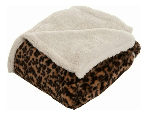 Lavish Home Throw Blanket, Fleece/sherpa, Leopard
