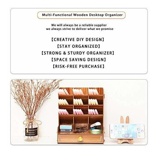 Organizador De Escritorio De Madera Ayane, Caja De Soporte D