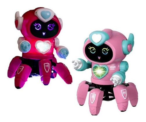 Brinquedo Robô Aranha Rosa Divertido Dançarino C/ Som E Luz