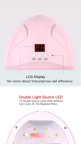 Imagen 5 de 8 de Lampara Uv Manicure Secador Uñas Esmalte 52w 18 Cabina Led
