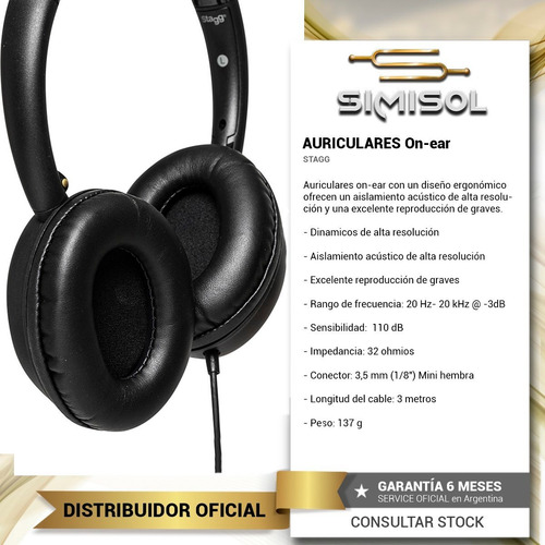 Imagen 3 de 6 de Auricular Cerrado Stagg Shp3000h Grabacion Monitoreo Dj