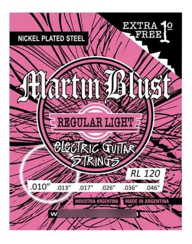 Encordado Cuerdas Martin Blust 010 Guitarra Electica + 1°