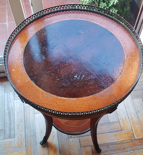 Mesa De Sala Ratona Estilo Francés Con Bronceria Sin Envio Caoba (Usado)