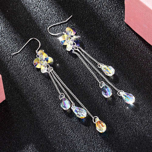 Para Pendientes Largos De Cristal Trend S Simple Color Para