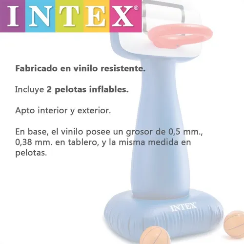 Aro Basquet Inflable Intex Con Pelotas + Inflador Grande