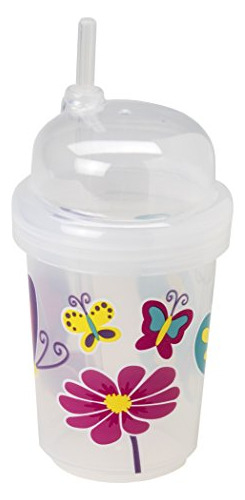 Vaso Con Pajita Nuspin Kids 8 Oz, Mariposas