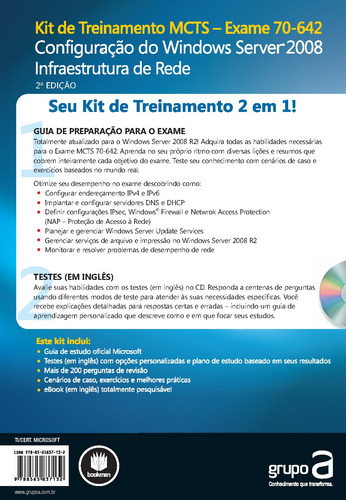 Kit De Treinamento Exame MCTS 70-642: Configuração Do Windows Server 2008 Infraestrutura de rede, de Northrup, Tony. Microsoft Editorial Bookman Companhia Editora Ltda., capa mole em português, 2012