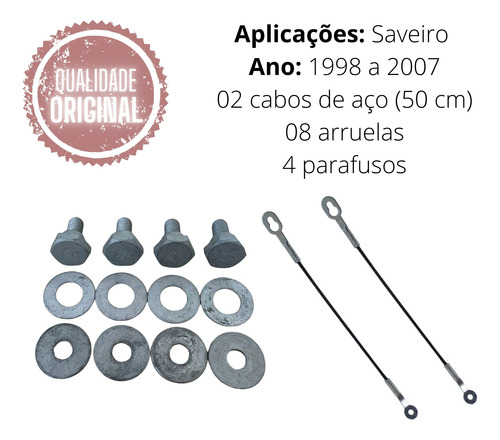 Kit Cabo Parafusos Tampa Traseira Caçamba Saveiro G2 G3 G4