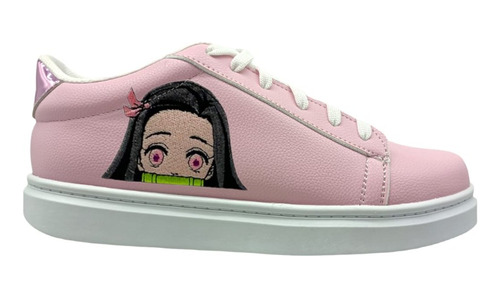 Tenis Para Niña Mujer Nezuko Rosa Bordado Juvenil Tendencia