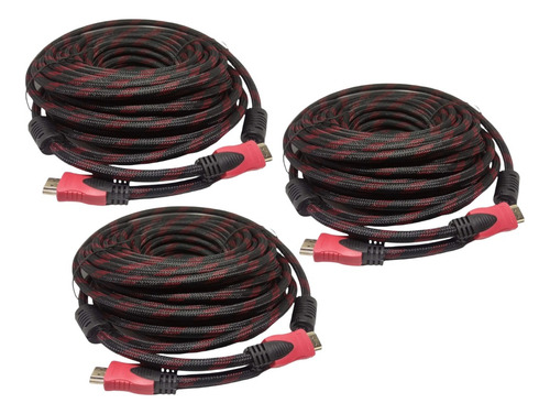 Kit D 3 Piezas Cable Hdmi Full Hd 20 Mts Xbox Pc Pantalla /e