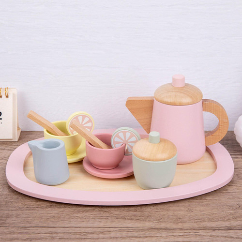 Yi Taza Y Plato De Madera For Cocinas De Juguete, Para