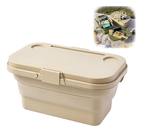 Cesta De Picnic Plegable Para Acampar Con Mesa Tipo Bandeja
