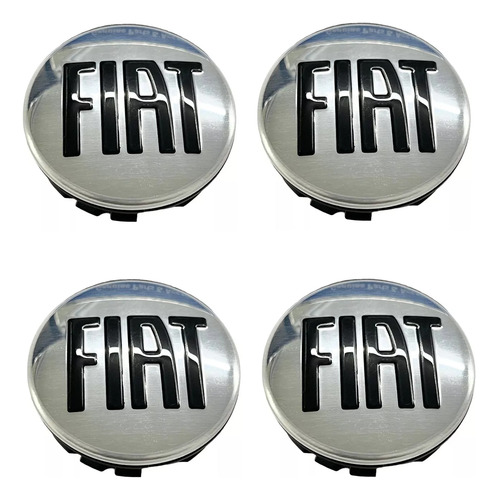 4 Centros De Llanta Plateado Fiat Toro Originales
