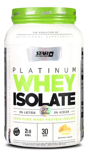 Star Nutrition Platinum Whey Isolate Sabor Banana Cream en Pote De 908g