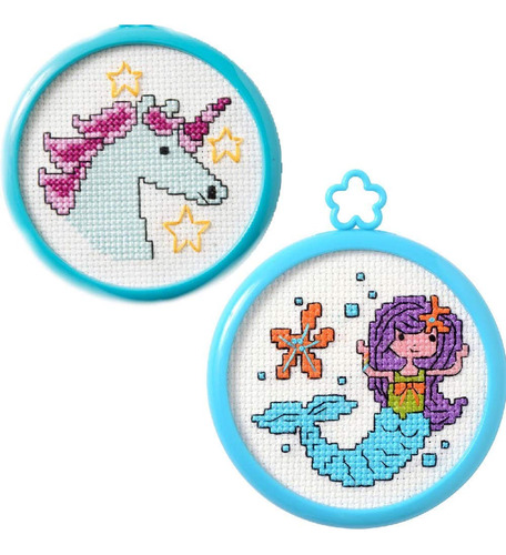 2 Pieza My 1st Cross Stitch Kits: Unicornio Sirena
