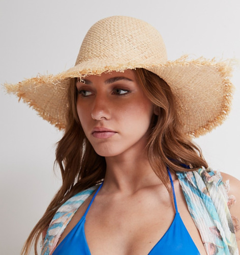 Sombrero Capelina Natural Mujer Rafia Verano Hongo Importada