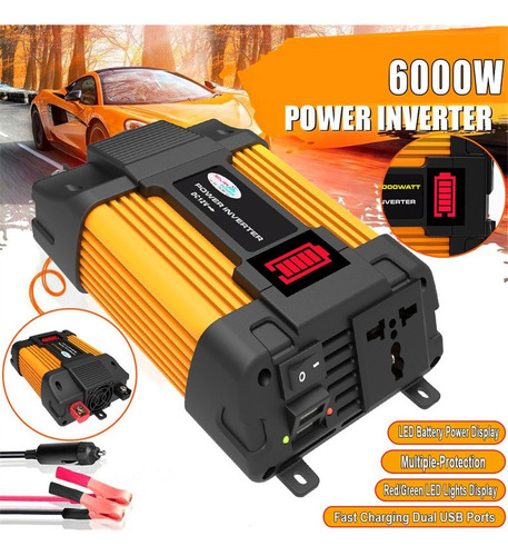 12v A110v 6000w Cargador Corriente Inversor Coche Digital