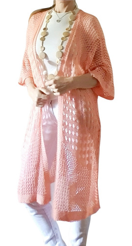 Saco / Ruana / Chaleco / Kimono Calado Tipo Crochet 