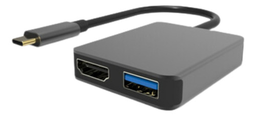 Hub USB-C 3 en 1, diseño ultrafino, color negro