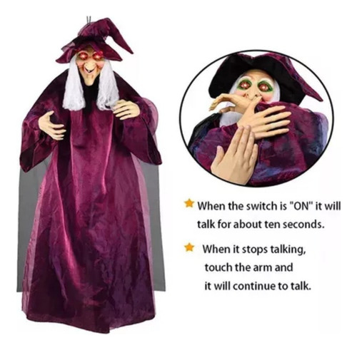 Decoración De Halloween Bruja Controlada Por Voz 2024