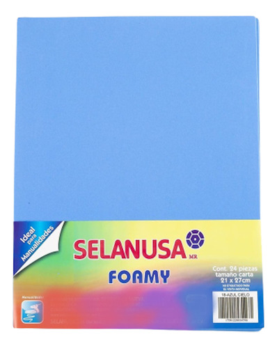 Foamy Tamaño Carta Liso 24 Pzas Manualidad Selanusa Color Azul Cielo