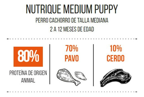 Imagen 5 de 9 de Alimento Nutrique Medium Puppy para perro cachorro de raza mediana sabor pavo en bolsa de 12 kg