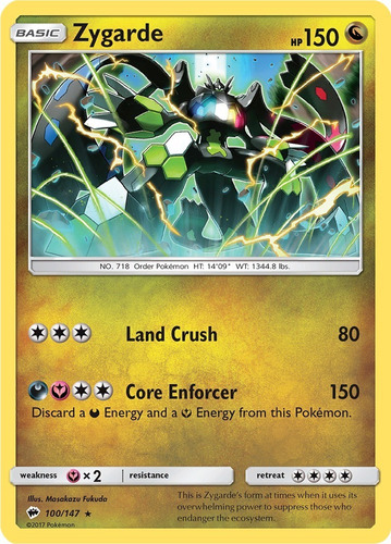 Pokemon Zygarde 100/147 League Reverse Burning Shadows Bus (Usado)