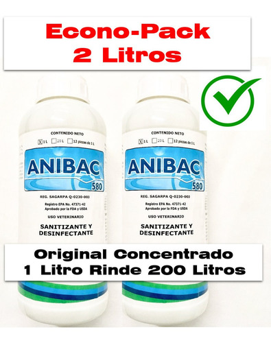 Imagen 1 de 4 de Anibac 580 2 Litros Sanitizante Concentrado De 4a Generacion