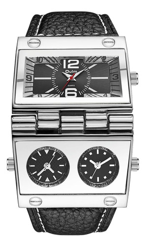 Oulm 9525 Reloj Para Hombre Analógico Correa De Cuero Negro 