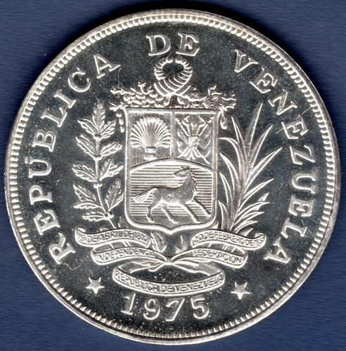 Imagen 2 de 2 de Moneda De Plata De 25 Bolívares 1975 Jaguar Estandar