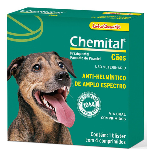 Chemital Vermífugo Para Cães Com 4 Comp. Envio Imediat