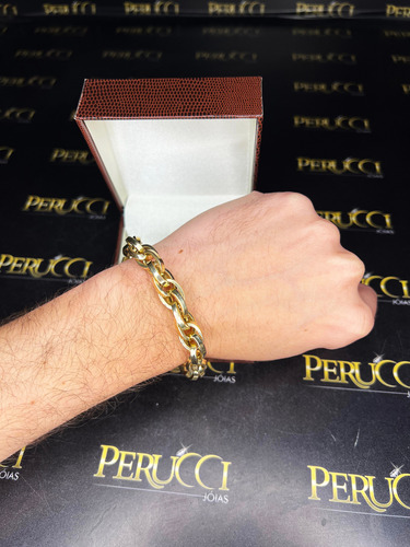 Pulseira Baguete Duplo 23 Gramas 11mm Ouro 18k 750