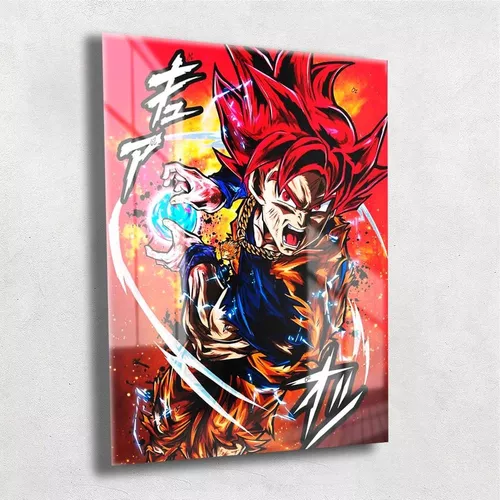 Quadro Metalizado goku SSJ Blue Art Dragon Ball super Placa Decorativa