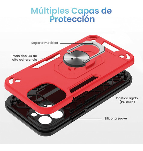 Funda Para Samsung Galaxy Antigolpes Con Anillo Magnético Rojo Samsung A21s