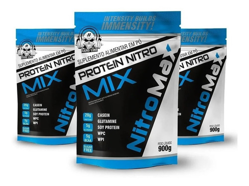 3x Whey Protein Nitro Mix Refil 900g - Nitromax Sabor Morango