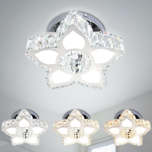 Lámpara Techo Led Forma Flor Cristal Multicolor Sala Comedor
