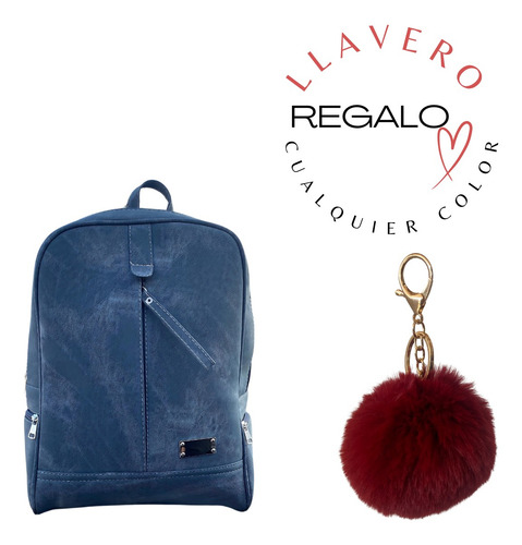 Mochila Juvenil Para Mujer En Piel Mochila En Color Azul