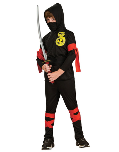 Disfraz Para Niño Ninja Karate Kid Negro/rojo Talla S