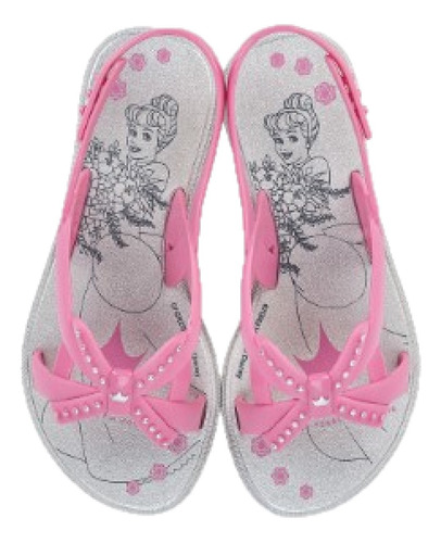 Sandalia Disney Castelo Real Cinza/rosa