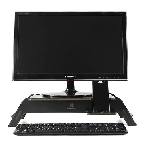 Imagen 2 de 9 de Soporte Base Eleva Monitor Pc-notebook Con Porta Celular