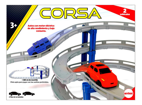 Pista De Auto Encastrable + 2 Autos Circuito Corsa Antex Gr