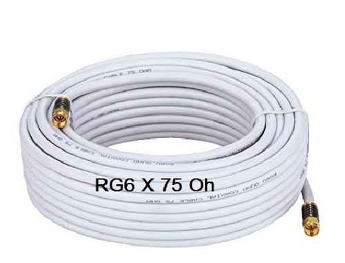 Cable Coaxil Coaxial Rg6 Multi-uso 10 Mts Con Conectores 