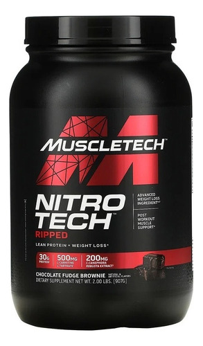 Proteina Nitro Tech Ripped Muscletech 2 Lbs Los Sabor Sabor Chocolate Fudge Brownie