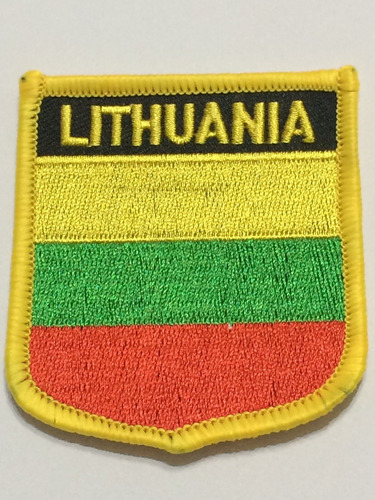 Patche Aplique Bordado Escudo Da Bandeira Da Lituânia 6x7 Cm