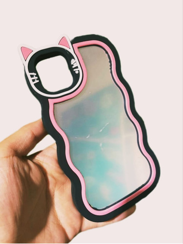 Funda De Silicona De Espejo  iPhone 14 Pro Max Diseño Gato