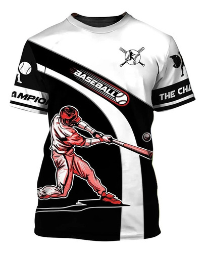 Camiseta Informal De Manga Corta Con Estampado De Béisbol 3d