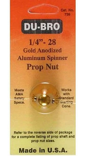 Cono Dubro Aluminio Prop Nut 1/4-28 Gold